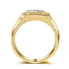 14k Yellow Plated Rectangle Cut Diamond Rings For Men White Gold Full Inlaid AAA Zircon Simulation diamond Ring Fine Jewelry281G