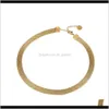 Hängsmycke Hängsmycken Smycken 3 Lager Plating Rostfritt stål Anti-Allergeyeco-Vänliga Wide Flätade Mesh Chain Gold Choker Halsband för Wome