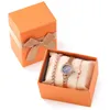 Наручные часы женские часы набор браслетов с кристаллами и бриллиантами из нержавеющей стали золотые женские наручные часы 2022 Sier часы подарки для девочек