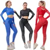 SeamlYoga ensemble Sport tenues femmes noir deux 2 pièces haut court soutien-gorge Leggings entraînement Gym costume FitnSport ensembles X0629