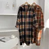 Thickened Casualvintage Plaid Shirt Jackets Women Oversized Long Sleeve Shirts Ladies Tops Plus Size Clothing Fall 210607