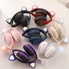 2021 plus récent chat oreille LED casque Bluetooth 5.0 allumer des casques de jeu cadeau de fille sport sans fil