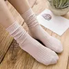 Japanische Harajuku Retro Frauen Baumwolle Lose Socken High School Mädchen Koreanischen Stil Stricken Einfarbig Lange Schwarz Rosa Designer Y1119