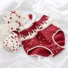 Women's Panties Girly Fashion Love Strawberry Cotton High-quality Underwear Big Red Crotch Mid-waist