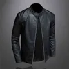 Stor storlek Höst Fashion Trend Coats herrstil Slim Stand-up Collar Motorcykel Läderjacka PU 5XL 211124