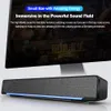 USB Wired Bluetooth Computer Soundbar Stereo Subwoofer Bass LED Blue Light Speakers Surround Sound Box for PC Laptop phone Tablet MP3 MP4