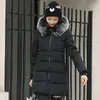 Kapüşonlu Gevşek Uzun Kadın Kış Ceket Kürk Yaka Ile Sıcak Kalın Parka Pamuk Yastıklı Kadın Moda Bayan Ceket Parkas 211018
