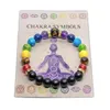 Bracciale con fili di perline 7 chakra con carta di significato per uomo donna cristallo naturale guarigione ansia gioielli mandala yoga meditazione276f