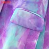 Tangada Dames Purple Tie Dye Blazer Jas Vintage Kleed Kraag Lange Mouwen Mode Vrouwelijke Losse Chique Tops DA131 210609