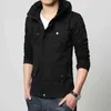 Taille asiatique S-5XL Hommes Veste Automne Hiver Mâle Solide Manteau à capuche Coton Coupe-vent Zipper Slim Fit Poche Vêtements d'extérieur Y73 211029