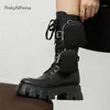 Laarzen 2021 trendy vrouwen mid-kalf echt lederen koeienhuid zijzakken platform zwart midden booties punk straat younster1