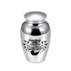 Aluminium legering poot crematie urns hangershouders houder houderde Memorial Mini Jar ketting 70x45 mm vergrendelingsgordel cadeau fluwelen tas