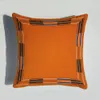 45 * 45cm Coussin de coussin de la série orange Couvertures de chevaux Fleurs imprimé Coque d'oreiller pour chaise à la maison Canapé de décoration carrée Taie d'oreiller en vente