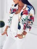 Jocoo Jolee Femmes Automne Rétro Floral Imprimer Zipper Up Casual Veste À Manches Longues Outwear Basic Bomber Famale 211014