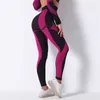 Pantalon sans couture femmes taille haute Sport Leggings contrôle du ventre course Jogging Sports S-L 210925