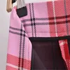 Za Vintage Plaid Midi Falda Mujeres Alta Cintura Primavera Faldas Rojas Mujer Moda Back Vent Side Zip Casual Faldas rectas 210602