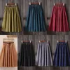 Surmiitro Knee Length Midi Summer Skirt Women With Belt Korean Ladies Blue Black Red High Waist Pleated School Skirt Female 210721