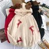 Joyeux Noël cadeau neige cerf imprimé Harajuku femmes à capuche veste d'hiver Rouge Kawaii sweat style coréen Pulls vêtements 201031