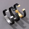 Einfache Persönlichkeit Edelstahl Draht Kette Offene Armreif Stern Logo ID Armband Für Herren 10mm * 65mm innen Silber/Gold/Schwarz