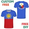 Homens camisetas Filipinas T-shirt Cópia Nome T Camiseta DIY Filipino Nation Bandeira República Philipinas Po Jersey Casal Sport Roupa