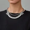 Anhänger Halsketten Retro Dreischichtige Perlenkette Frauen Boomerang Hip Hop Neutrale Unisex Schlüsselbeinkette für und Männer