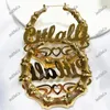 Custom Bamboo Earrings Hoop Acrylic Personalize Name Earrings Personalize Jewelry Fashion Show Charming Earrings Gold Gift 210311