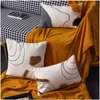 Gelbe abstrakte handgemachte geometrische Stickerei Kissenbezug Home Decor Kissenbezug Kissenbezug Kissen Sham 30x50cm/45x45cm 210315