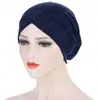 Solid Color Forehead Cross Hidżab Czapki Dla Kobiet Indie Wrap Głowy Szalik Turban Bonnet Stretch Muzułmańskie Hijabs Bottom