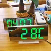 Multifunctionele digitale wekker LED-display spiegel klok snooze tijd nachttafel Desktop reloj desertador met USB-kabel 211112