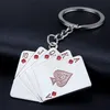 Play Metal Royal Flush Poker Playing Card Key Ring red black keychain bag hanging Fashion jewelry will and sandy