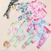 2-8 anni Toddler Kids set di abbigliamento Junior Girls Boys Tie Dye manica lunga Pigiama 2 pezzi Pjs Set bambini Pigiama pigiameria 5324 Q2