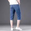 Summer Men'S Business Brand Cropped Trousers Classic Style Loose Straight Stretch Denim Shorts Male Trendy Fashion Jeans 210531