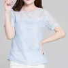 Women Clothing Chiffon Blouse Lace Crochet Female Korean Shirts Ladies Blusas Tops Shirt White Blouses slim fit 210607