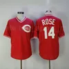 Men Retror 1969 1976 Vintage Baseball 14 Pete Rose Jersey Flexbase Cool Base Pullover Team Red White Black Grey Stitched High Quality