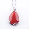 Wojiaer tårvatten droppe kärlek naturlig röd agat pärla sten hänge halsband reiki pärla kvinnor smycken dn3468