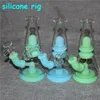 hookahs Glow in the dark beaker design silicon smoking water pipes silicone hookah unbreakable filter glass bong dab rig