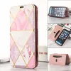 Wallet Phone Cases for iPhone 14 13 12 11 Pro X XR XS Max 7 8 Plus Electroplating TPU Marble Bronzing PU Leather Flip Kickstand Cover Case with Card Slots
