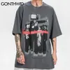 T-shirts Streetwear Hip Hop Hommes Funny TV Human Dessin animé Imprimer Harajuku Coton Casual T-shirts à manches courtes Chemises Tops Mâle 210602