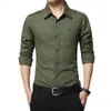 Mäns Epaulette Shirt Fashion Full Sleeve Epaulet Militär Stil 100% Bomull Armé Green S med Epaulets 210721
