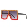 Kids Size Luxe Patchwork Style Glisten Designer Zonnebril Volledige Frame Ingelegde Steentjes Grote Brillen met kleurenlenzen