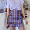 Koreańskie Kobiety Plaid Spódnica Student Chic Spódnice Sexy Mini Spódnice Wiosna Letnia Szkoła Dziewczyny Seksowna Śliczna Spódnica Z Zipper Kobiet 210730