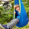 Intrey Kids Pod Swing Ases Asiento Silla de hamaca con almohada inflable, patio de jardín, jerarquía de niños para interiores y exteriores, 300 libras (azul)