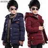 Hooded Boys Winter Coat Solid Kids Jacket Warm Down Cotton Outwear Pour 3 à 15 ans Adolescents 211203