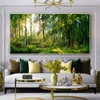 緑の木の絵 - キャンバスの風景ポスターとプリントの壁のアートのリビングルームの写真ビッグサイズの日差しの家の装飾