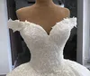 2021 Lace Applique Dresses Elegant Off The Shoulder Ballgown Custom Made Corset Back Floor Length Chapel Wedding Bridal Gowns 401 401