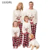 Aile Eşleştirme Kıyafetler Giyim Noel Pijama Set Xmas Yetişkin Çocuklar Sevimli Parti Kıyafeti Pijama Karikatür Geyik Pijama Suit 211020