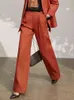 AMII Minimalizm Bahar Blazer Kadınlar Offical Lady Katı Yaka Takım Elbise Ceket Kadınlar Yüksek Bel Gevşek Kadın Pantolon 12140159 211116
