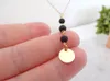 Pendant Necklaces 10pcs) Black Lava Stone Disc Essential Oil Diffuser Chain Necklace Jewelry Ball Bead