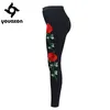 2102 Youaxon Black Embroidery Ripped Knees Jeans Women`s High Waist Stretchy Denim Pants Skinny Pencil Woman 211129