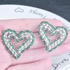 Heart Emerald Diamond Stud Pendiente 100% Real 925 Promesa de plata esterlina Pendientes de boda para mujeres Joyería de Moissanite Nupcial